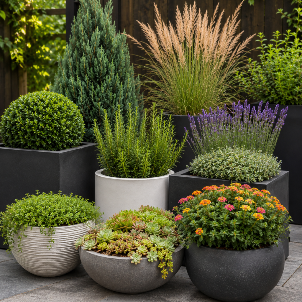 Best low maintenance plants for backyard planters.