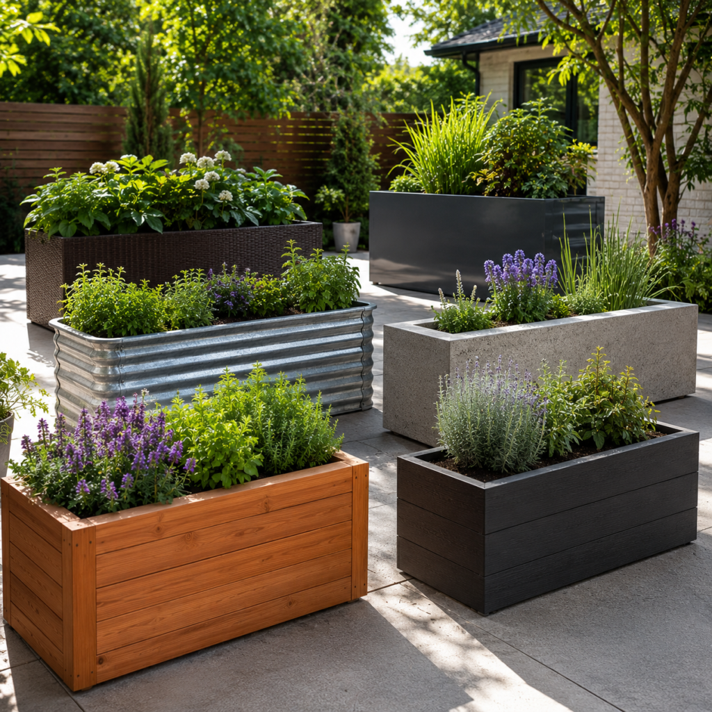 Outdoor planter box material comparison for backyard gardens.