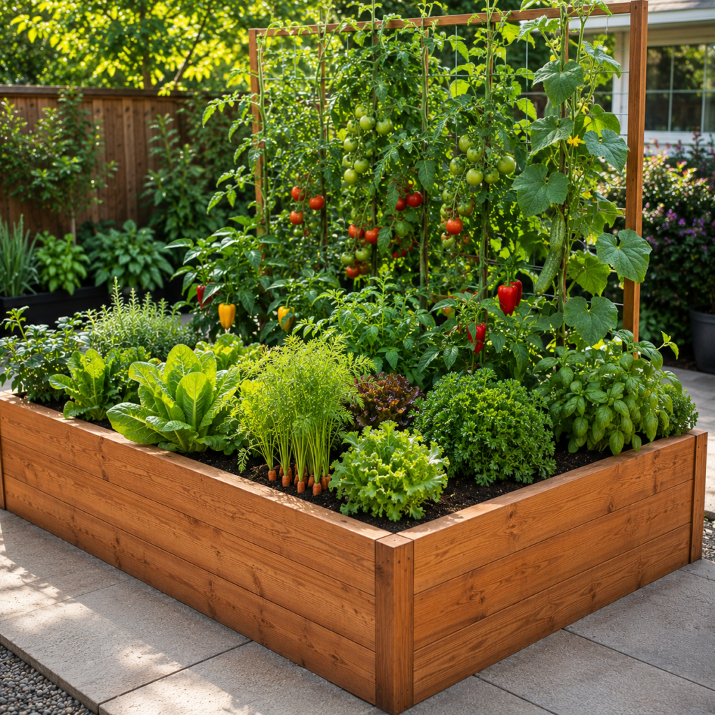 Vegetable planter box ideas with deep raised backyard planters.