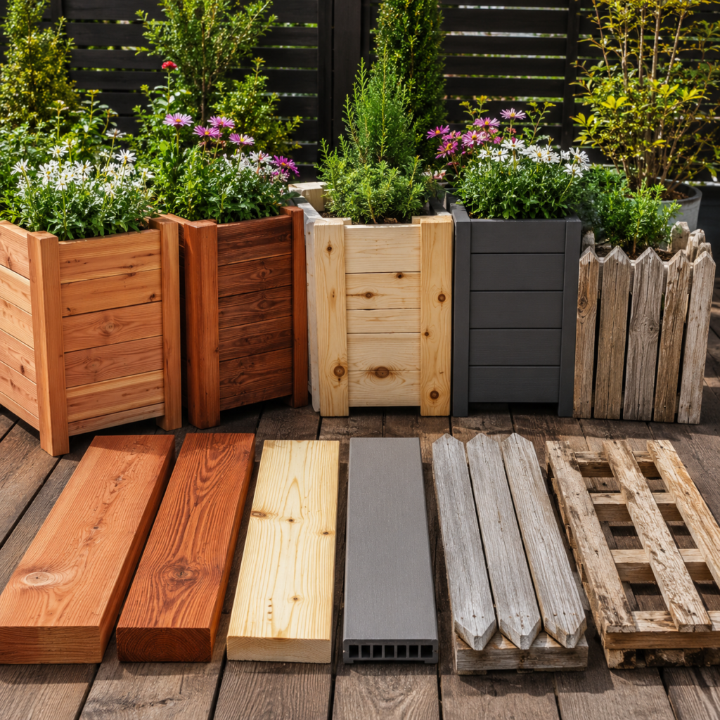 Best wood materials for DIY planter boxes.