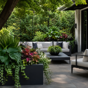 Backyard planter ideas for shade.