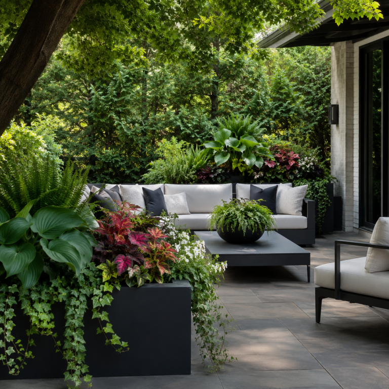 Backyard planter ideas for shade.