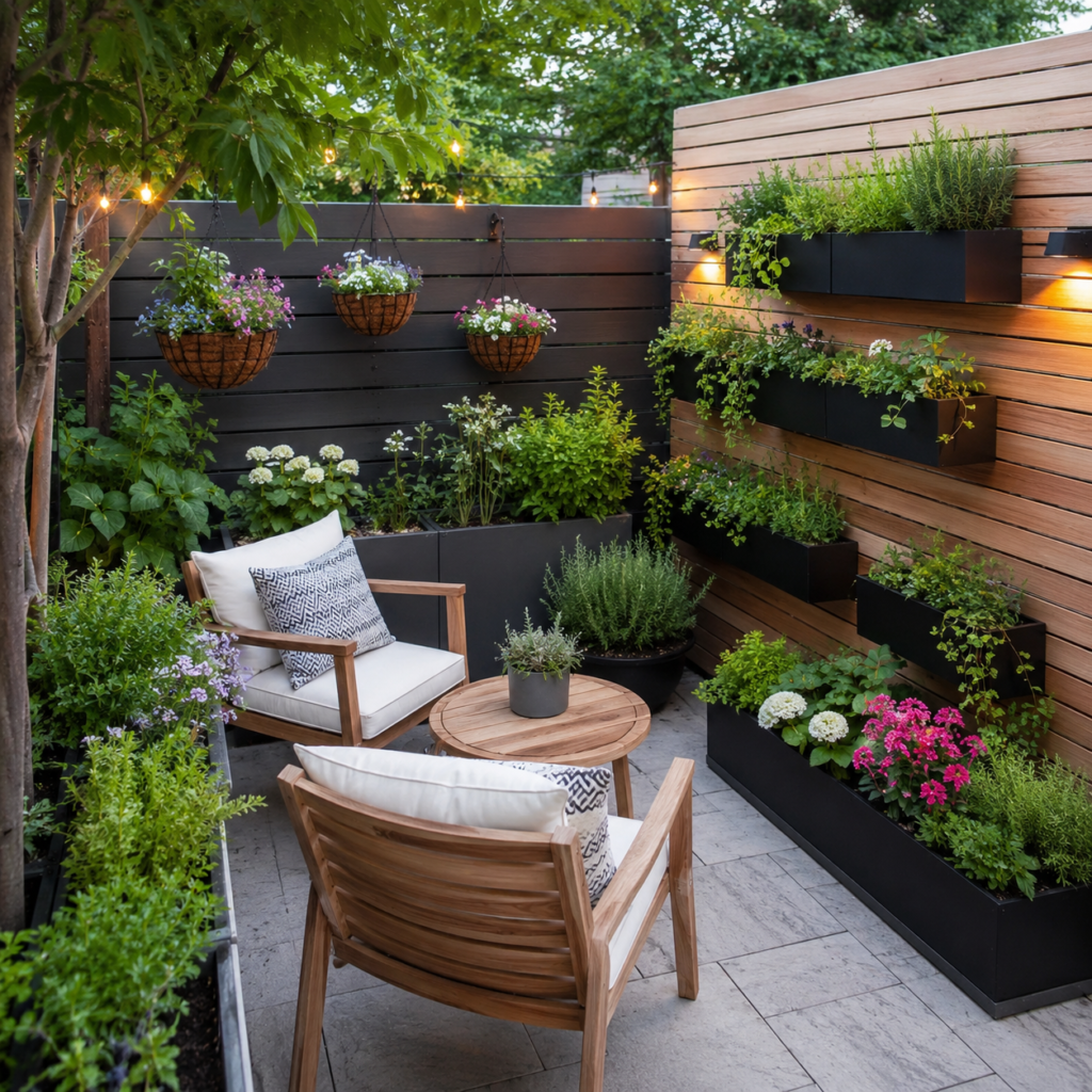 Backyard Patio Planter Ideas for small patios.