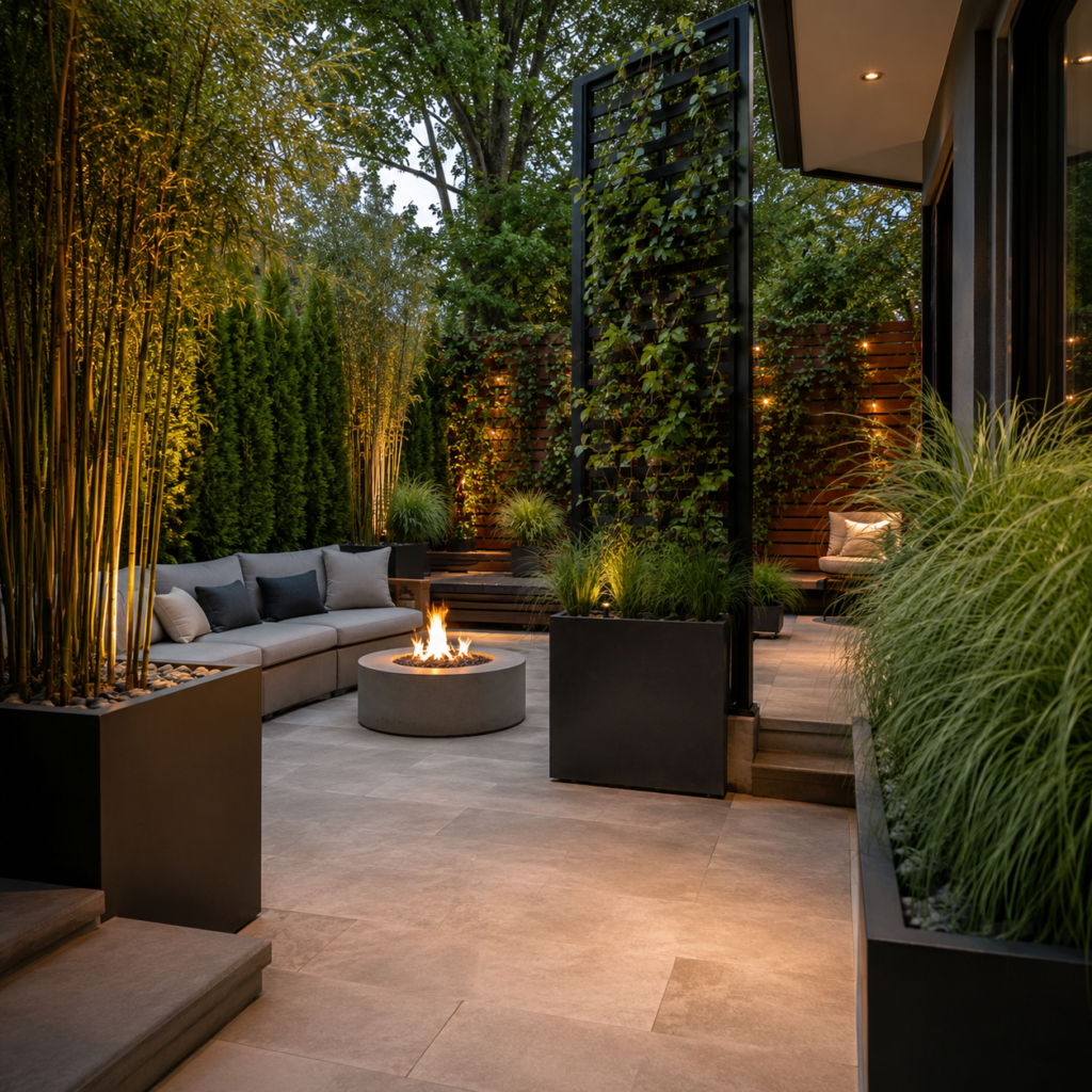 Backyard Patio Planter Ideas with privacy planters.