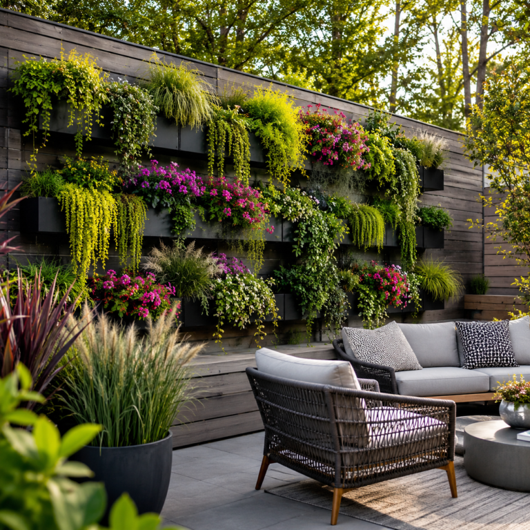 Wall Planter Ideas for a modern backyard and patio garden.