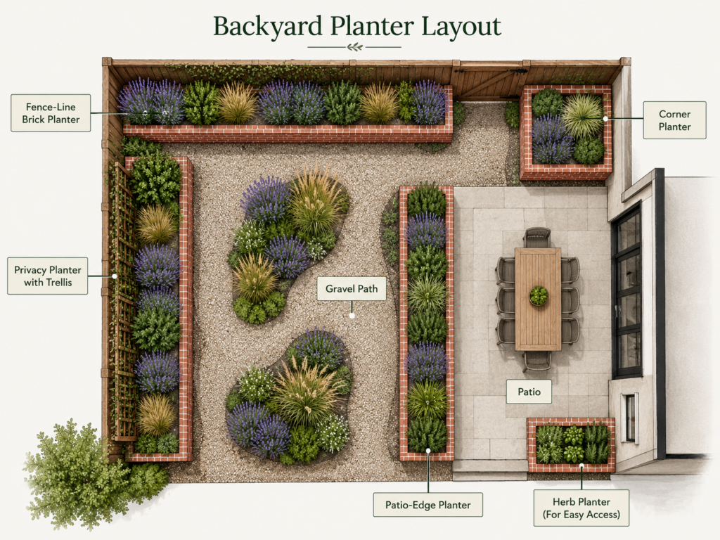Best brick planter idea for different backyard problems.