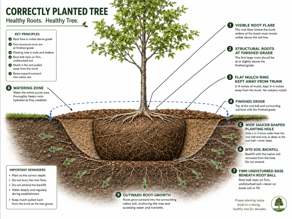 Correct tree planting.