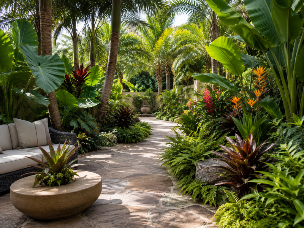Tropical backyard plant ideas.