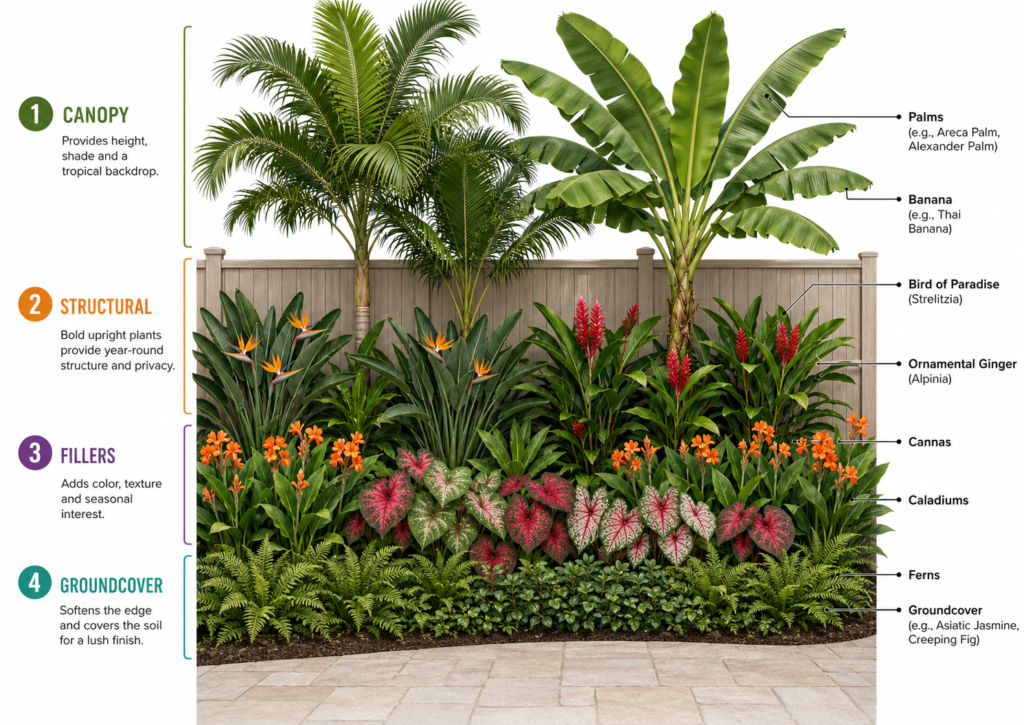 Tropical plant layers.