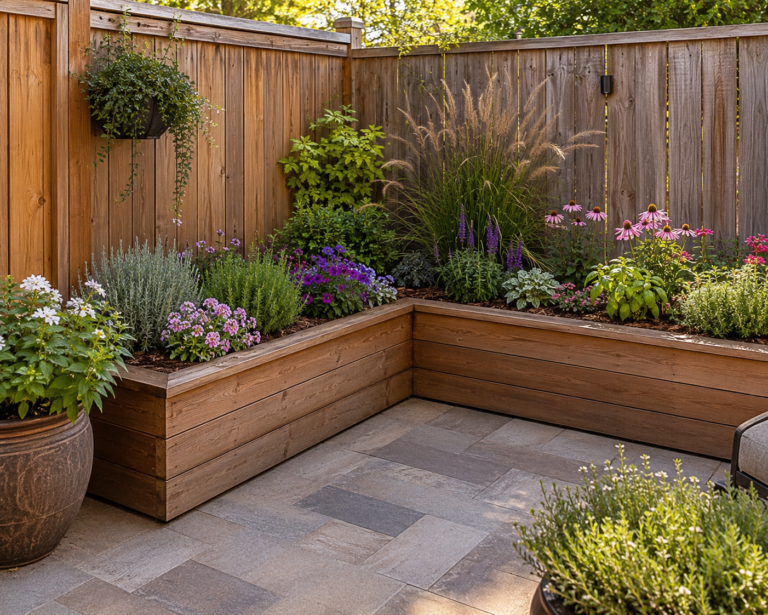 Backyard corner planter ideas.