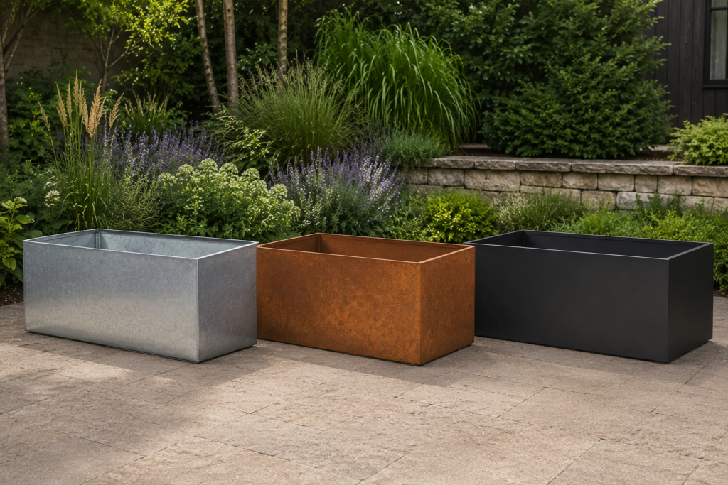 Metal planter materials.