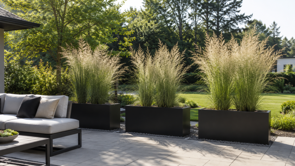 Metal privacy planters.