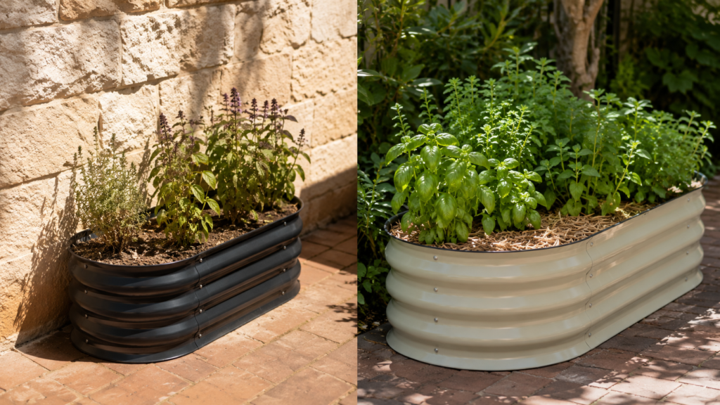 Metal planter heat.