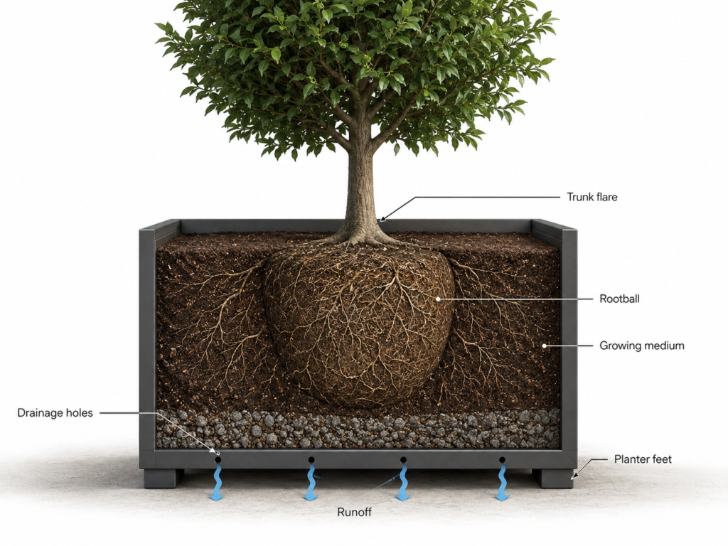 Tree planter size.
