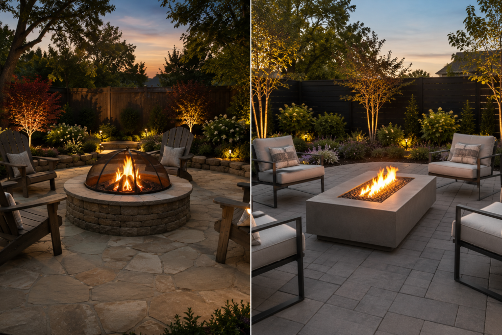 Wood vs gas fire pits.