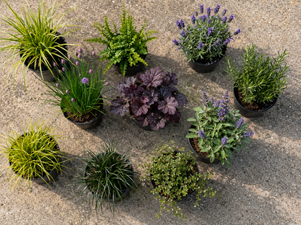 Planter bench plants.