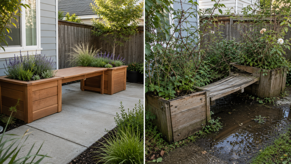 Planter bench safety.