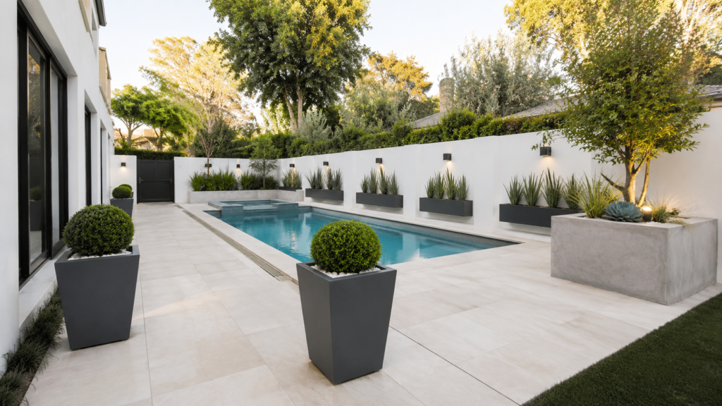 Modern pool planters.