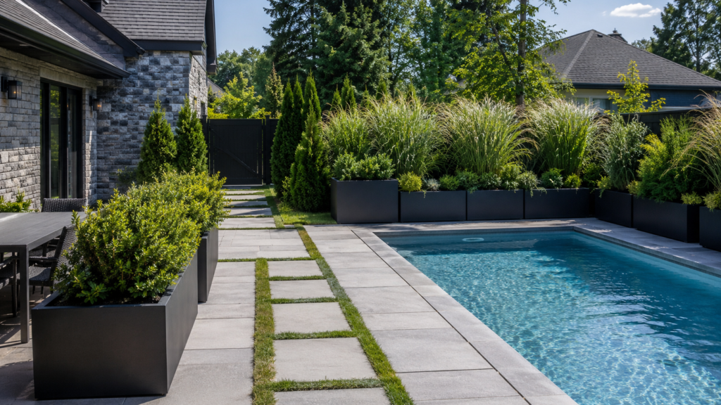 Pool privacy planters.