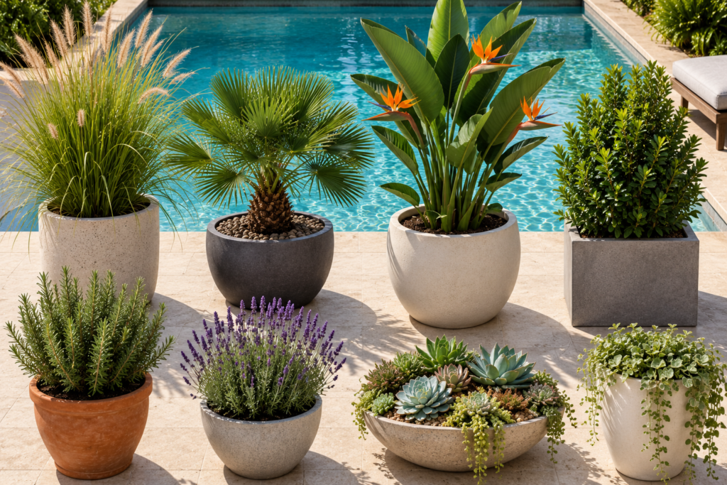 Poolside plants.