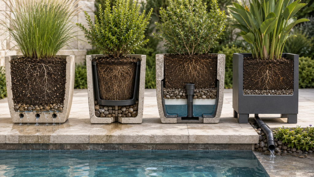 Planter drainage.