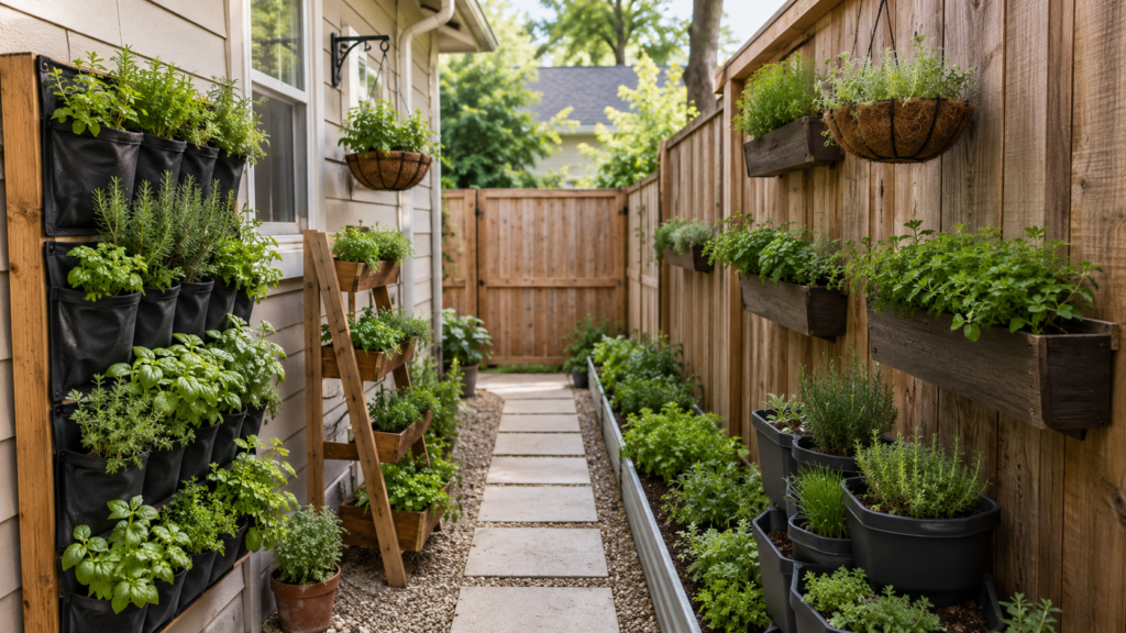 Small backyard herb planter ideas.