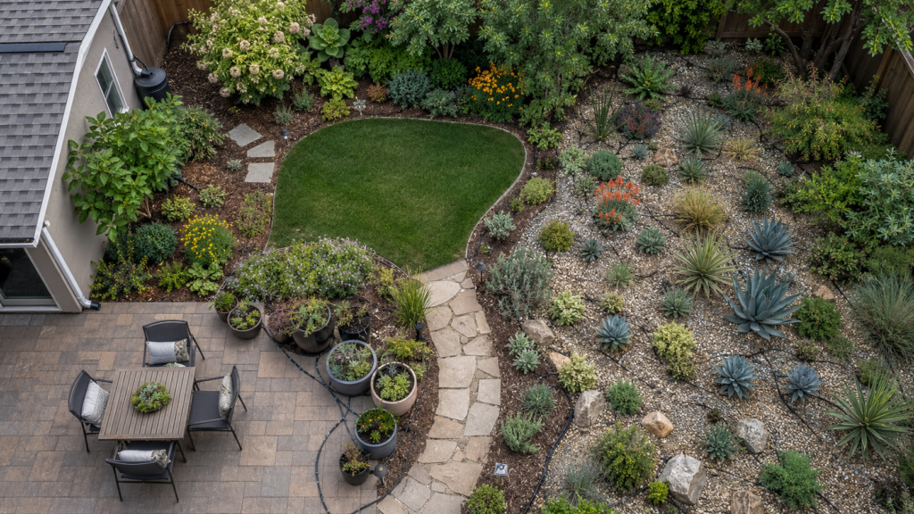 Xeriscape irrigation zones.