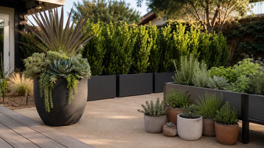 Xeriscape planter ideas.