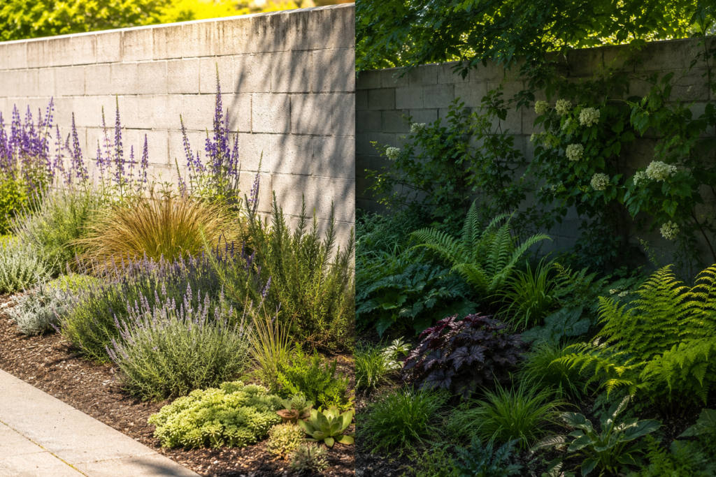 Sun and shade wall plants.