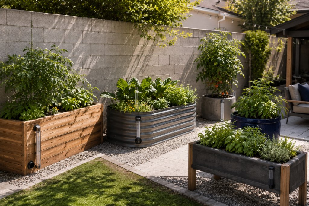 Self-watering backyard planter ideas.