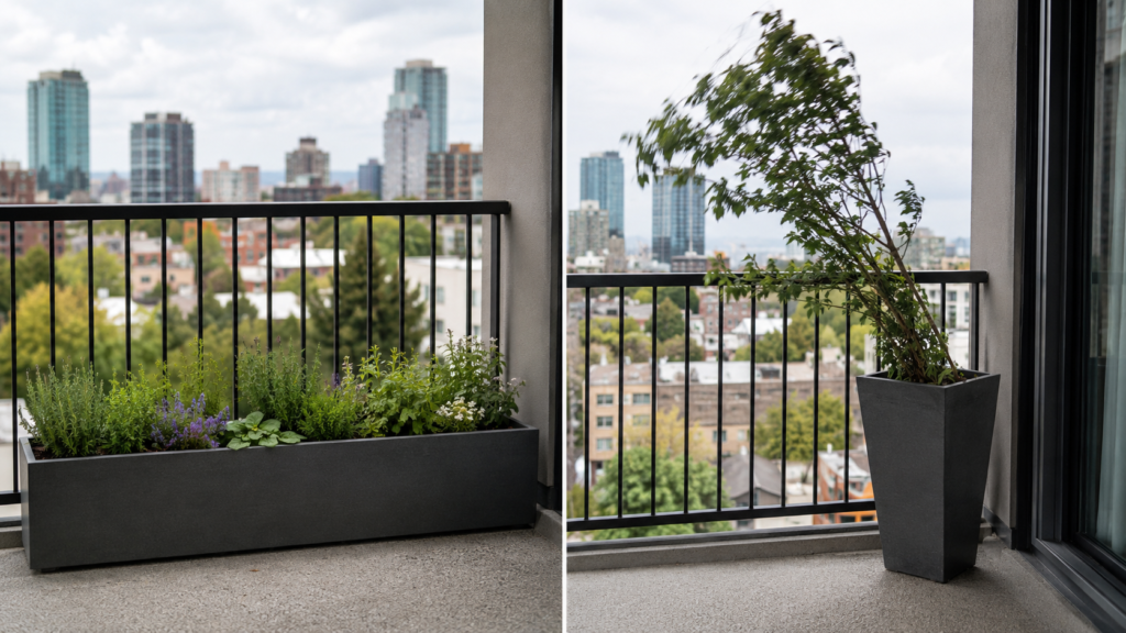 Wind-safe balcony planter.