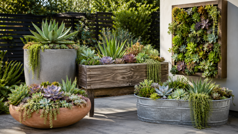 backyard succulent planter ideas.
