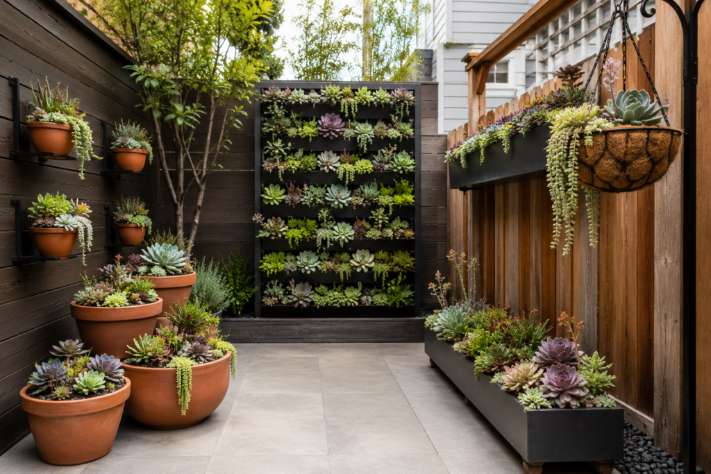 Small backyard succulent planter ideas.