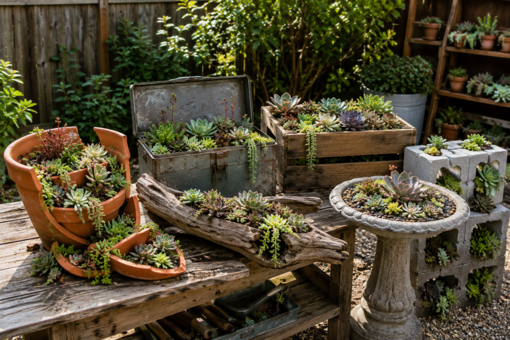 Backyard succulent planter ideas indoor diy.