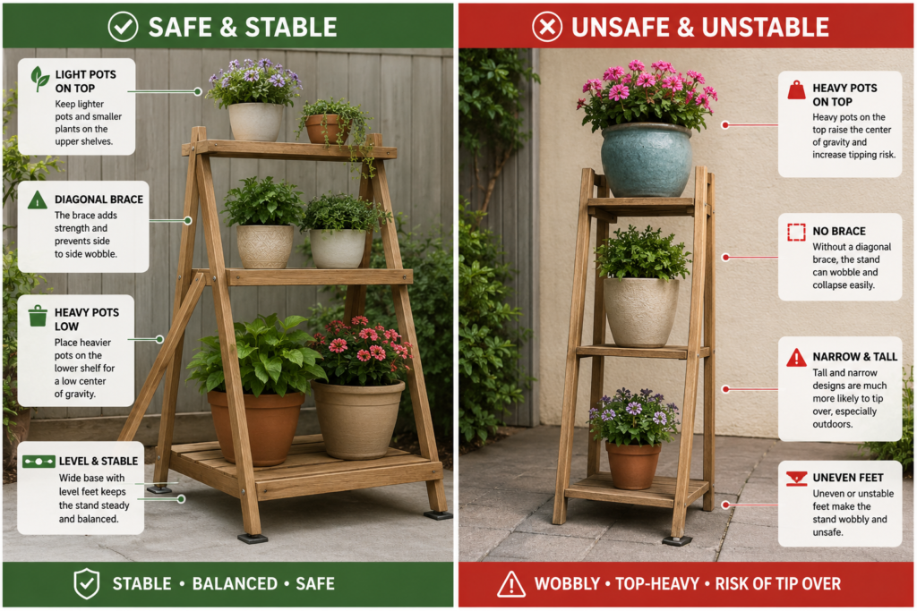 Outdoor plant stand safety