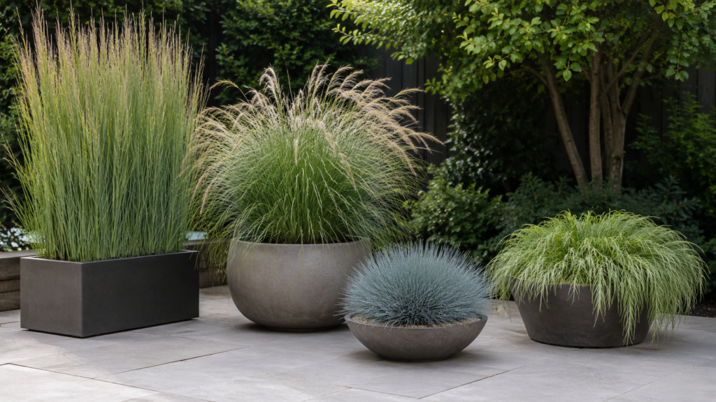 Ornamental grass planter ideas outdoor.