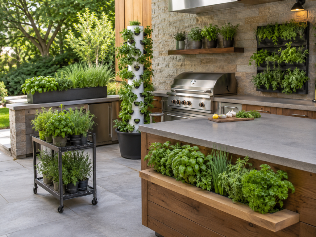 Kitchen herb planters.