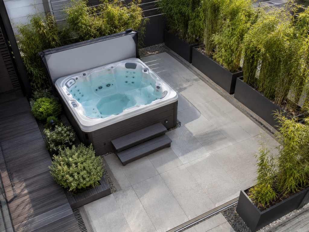 Hot tub planter placement.