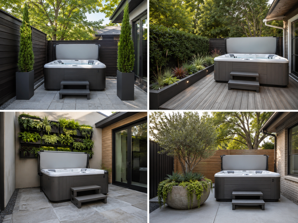 Small-space hot tub planters.