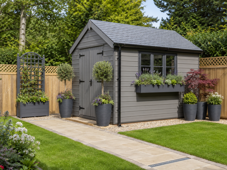 Backyard shed planter ideas.