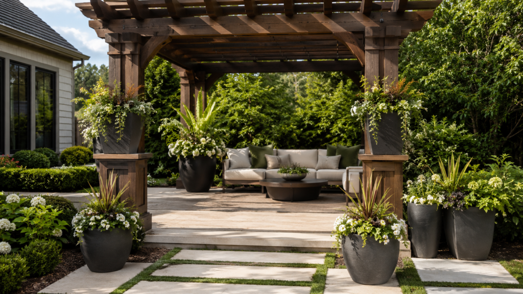 Pergola statement planters.