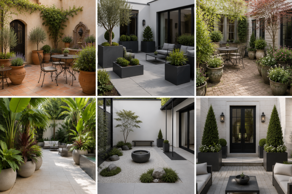 Courtyard planter styles.
