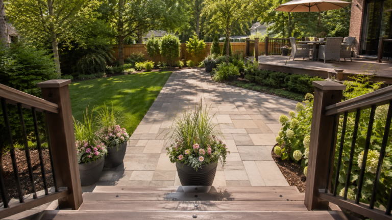 deck stair planter ideas.