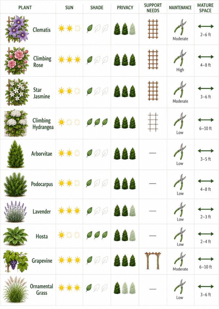 Fence plant comparison.