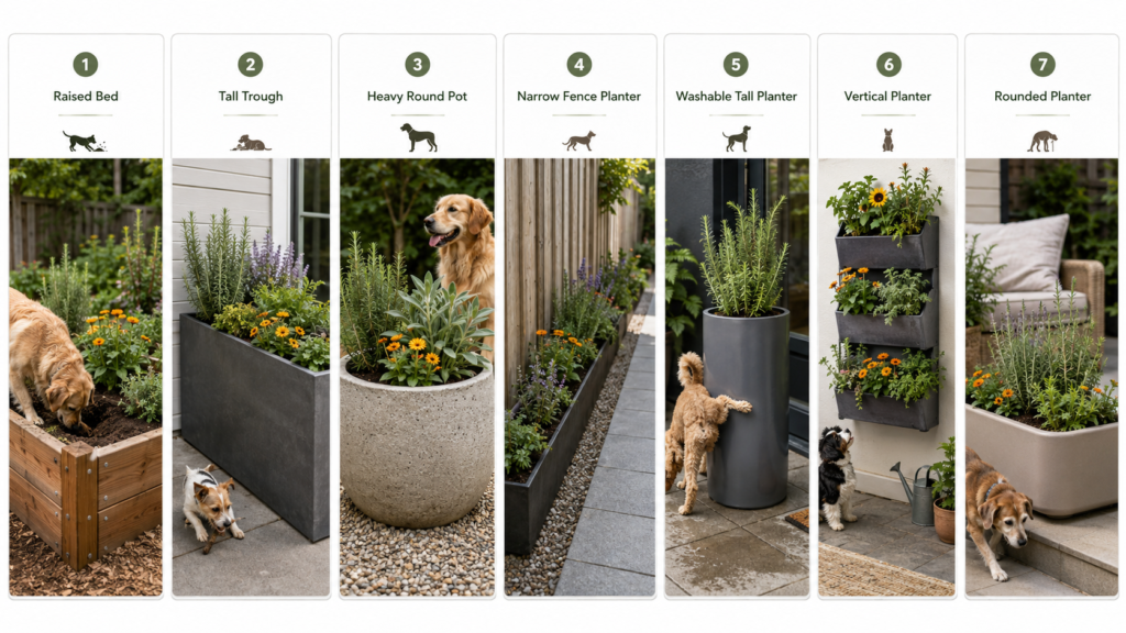 Dog-friendly planter comparison.