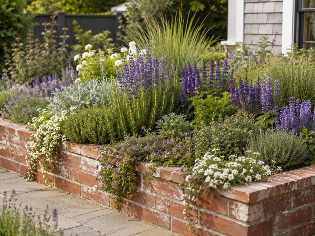 Best plants for a red brick planter.