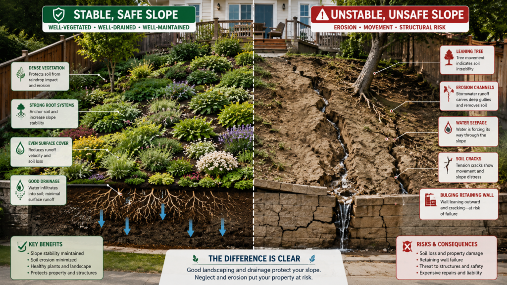 Slope instability signs.
