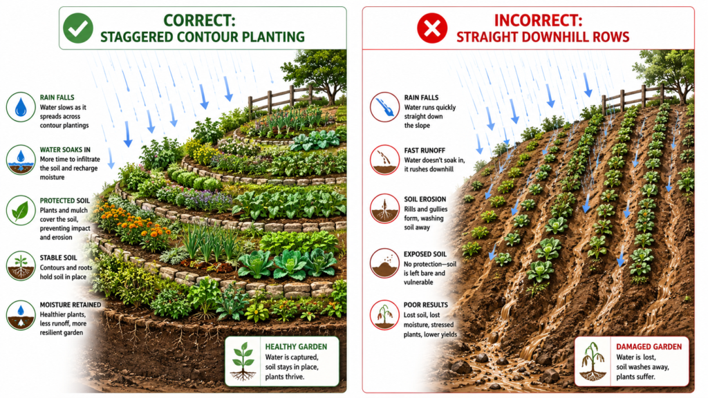 Contour slope planting.
