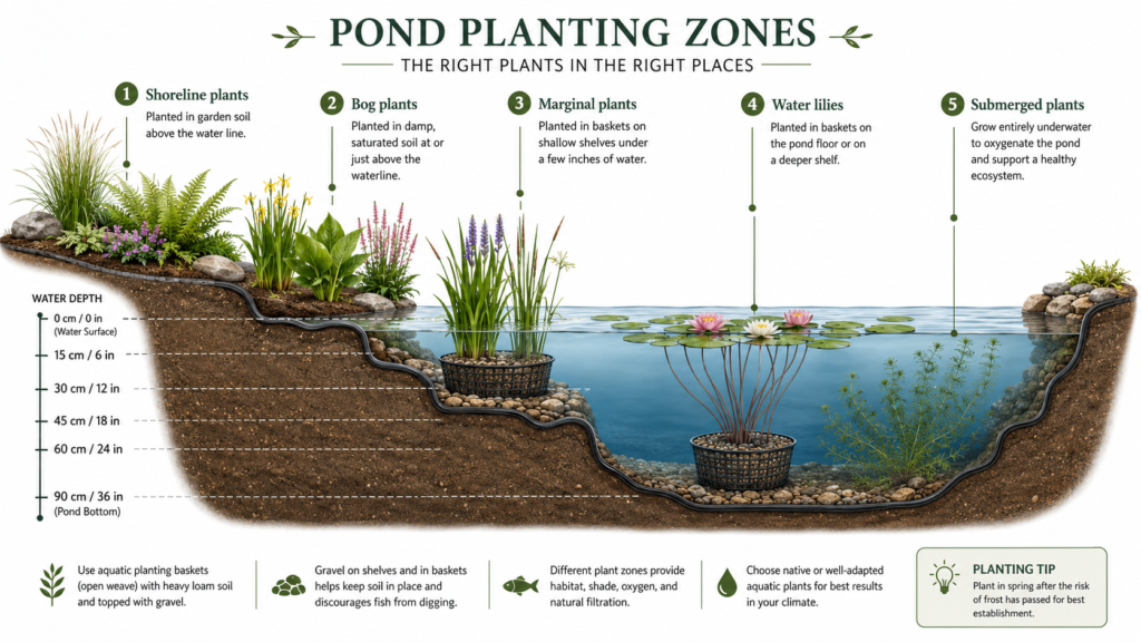 Pond planting zones.