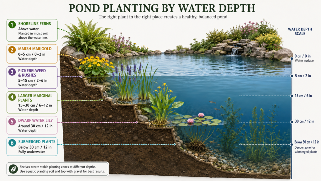 Pond plant depth guide.